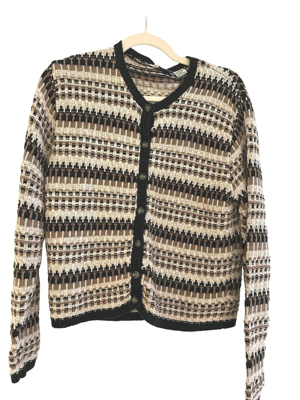 Vintage Paul Harris Design Knit Sweater Women's Size S Stacked Block Pattern
